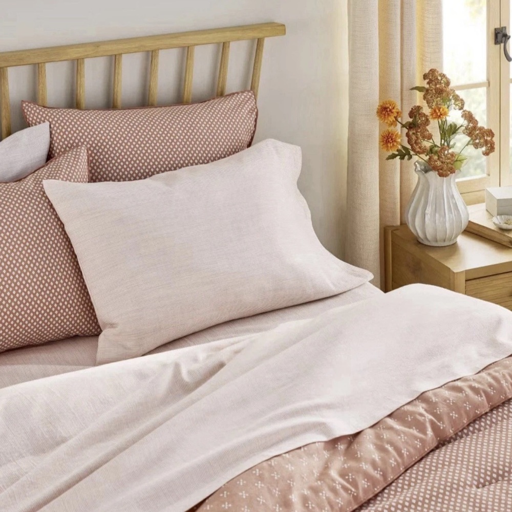 4pc KING MicroStripe Sheet Set Rust - Hearth & Hand with Magnolia NEW!